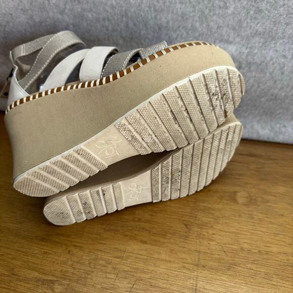 OTBT Pavilion Platform Wedge Heel Strap Sandal-Tan Leather-Cloth-Women 7.5 - Picture 10 of 11
